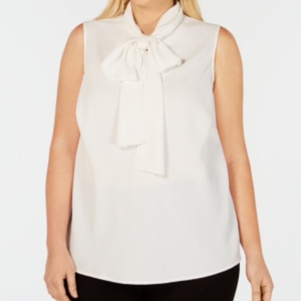 Bar III Trendy Plus Size Bow Neck Blouse NWT